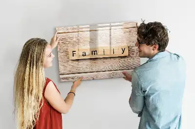 Beschrijfbaar glazen magneetbord familie tekst design
