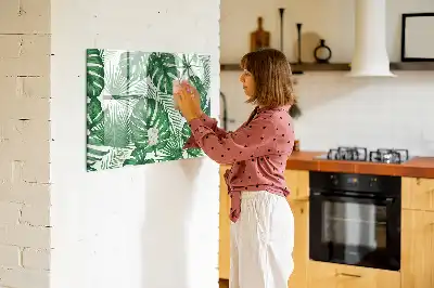 Magnetisch glazen schrijfbord met motief van monsterabladeren voor notities en foto's