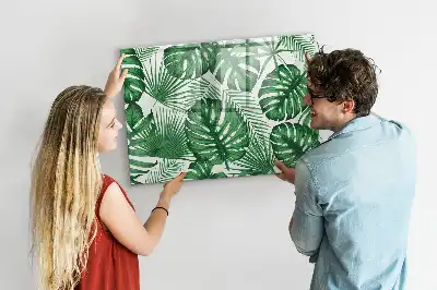 Magnetisch glazen schrijfbord met motief van monsterabladeren voor notities en foto's