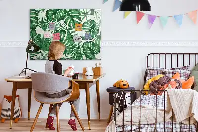 Magnetisch glazen schrijfbord met motief van monsterabladeren voor notities en foto's