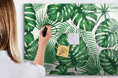 Magnetisch glazen schrijfbord met motief van monsterabladeren voor notities en foto's