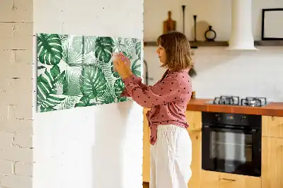 Magnetisch glazen schrijfbord met motief van monsterabladeren voor notities en foto's