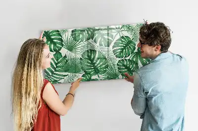 Magnetisch glazen schrijfbord met motief van monsterabladeren voor notities en foto's