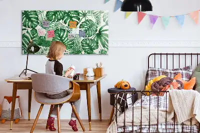 Magnetisch glazen schrijfbord met motief van monsterabladeren voor notities en foto's