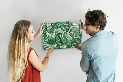 Magnetisch glazen schrijfbord met motief van monsterabladeren voor notities en foto's