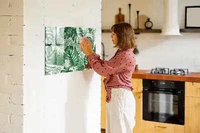 Magnetisch glazen schrijfbord met motief van monsterabladeren voor notities en foto's