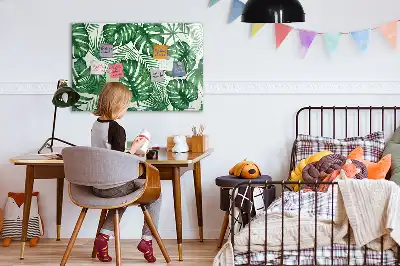 Magnetisch glazen schrijfbord met motief van monsterabladeren voor notities en foto's