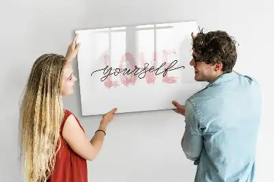 Magnetisch glazen schrijfbord met tekst Hou van jezelf