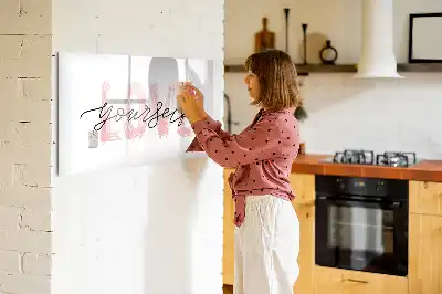 Magnetisch glazen schrijfbord met tekst Hou van jezelf