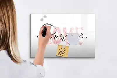 Magnetisch glazen schrijfbord met tekst Hou van jezelf