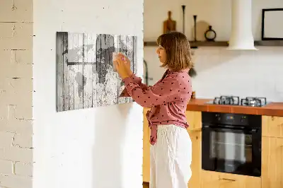 Wereldkaart beschrijfbaar glazen magneetbord met design