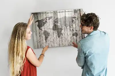Wereldkaart beschrijfbaar glazen magneetbord met design