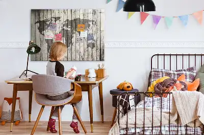 Wereldkaart beschrijfbaar glazen magneetbord met design