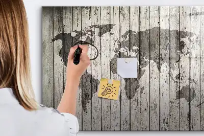 Wereldkaart beschrijfbaar glazen magneetbord met design