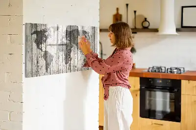 Wereldkaart beschrijfbaar glazen magneetbord met design
