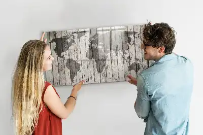 Wereldkaart beschrijfbaar glazen magneetbord met design