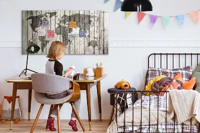 Wereldkaart beschrijfbaar glazen magneetbord met design