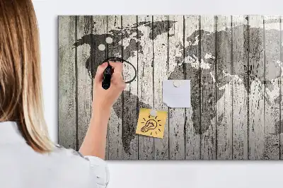 Wereldkaart beschrijfbaar glazen magneetbord met design