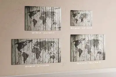 Wereldkaart beschrijfbaar glazen magneetbord met design