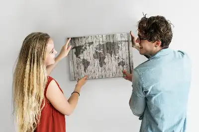 Wereldkaart beschrijfbaar glazen magneetbord met design
