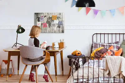 Wereldkaart beschrijfbaar glazen magneetbord met design
