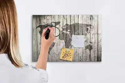 Wereldkaart beschrijfbaar glazen magneetbord met design