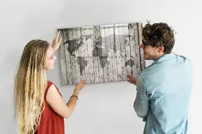 Wereldkaart beschrijfbaar glazen magneetbord met design