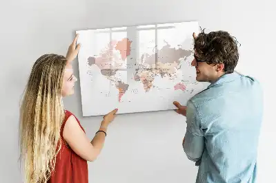 Magnetisch glazen schrijfbord met gedetailleerde wereldkaart