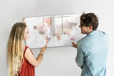 Magnetisch glazen schrijfbord met gedetailleerde wereldkaart
