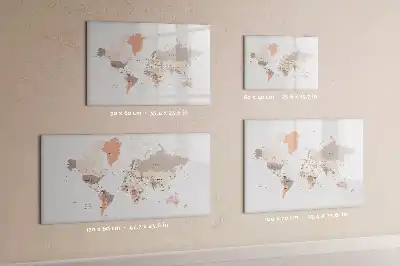 Magnetisch glazen schrijfbord met gedetailleerde wereldkaart
