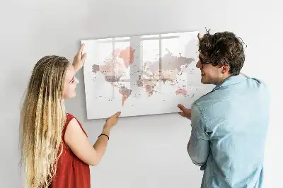 Magnetisch glazen schrijfbord met gedetailleerde wereldkaart