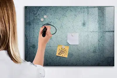 Beschrijfbaar glazen magneetbord met vintage kaartontwerp