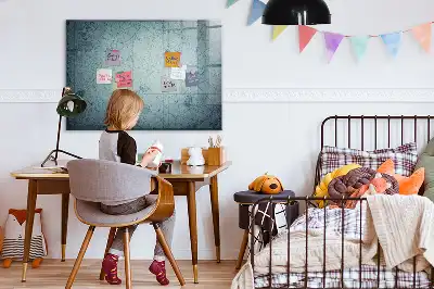 Beschrijfbaar glazen magneetbord met vintage kaartontwerp