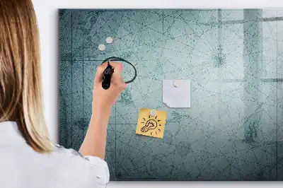 Beschrijfbaar glazen magneetbord met vintage kaartontwerp