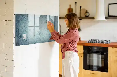 Beschrijfbaar glazen magneetbord met vintage kaartontwerp