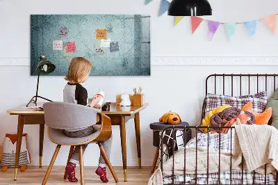 Beschrijfbaar glazen magneetbord met vintage kaartontwerp