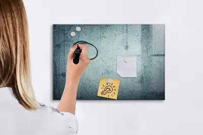 Beschrijfbaar glazen magneetbord met vintage kaartontwerp