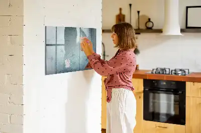 Beschrijfbaar glazen magneetbord met vintage kaartontwerp