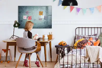 Beschrijfbaar glazen magneetbord met vintage kaartontwerp