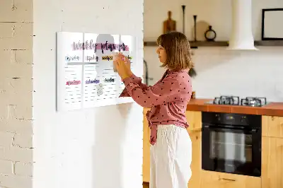 Magnetisch glazen schrijfbord voor notities en foto's uitgevoerd als handgeschreven planner