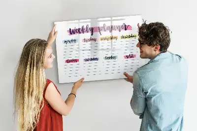 Magnetisch glazen schrijfbord voor notities en foto's uitgevoerd als handgeschreven planner