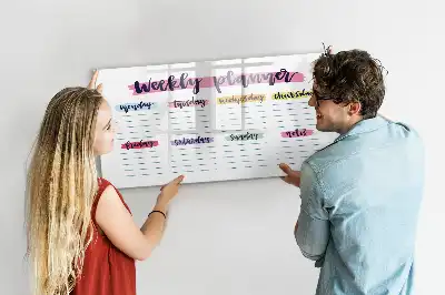 Magnetisch glazen schrijfbord voor notities en foto's uitgevoerd als handgeschreven planner