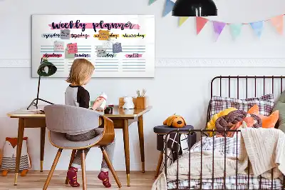 Magnetisch glazen schrijfbord voor notities en foto's uitgevoerd als handgeschreven planner