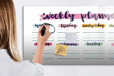 Magnetisch glazen schrijfbord voor notities en foto's uitgevoerd als handgeschreven planner
