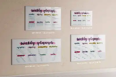 Magnetisch glazen schrijfbord voor notities en foto's uitgevoerd als handgeschreven planner