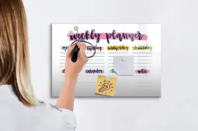 Magnetisch glazen schrijfbord voor notities en foto's uitgevoerd als handgeschreven planner