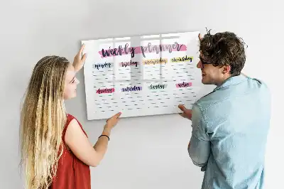 Magnetisch glazen schrijfbord voor notities en foto's uitgevoerd als handgeschreven planner