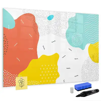 Magnetisch glazen schrijfbord met abstracte POP-kunst