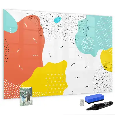Magnetisch glazen schrijfbord met abstracte POP-kunst