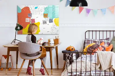 Magnetisch glazen schrijfbord met abstracte POP-kunst
